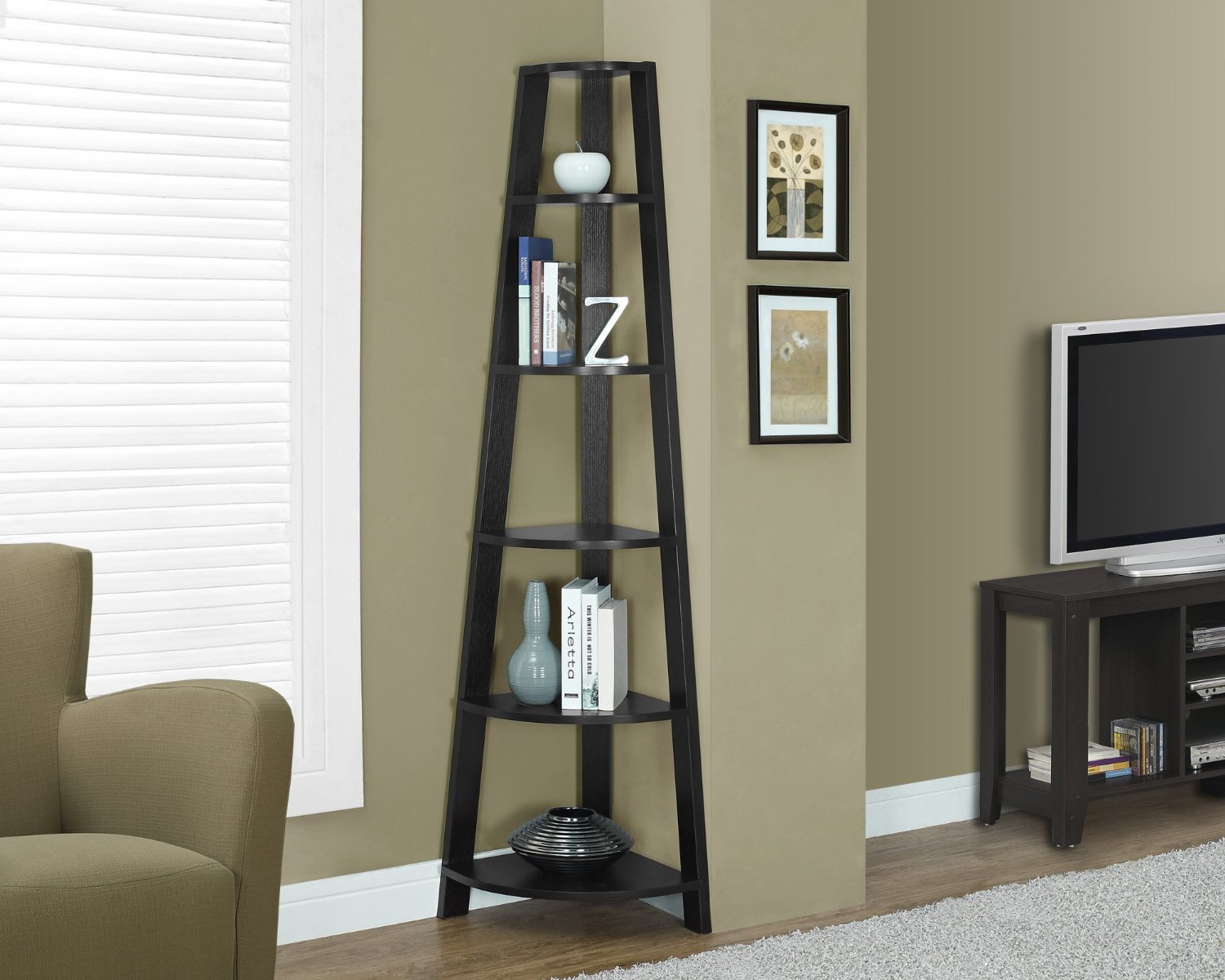 72-inch-Cappuccino-Brown-Corner-Ladder-shelf